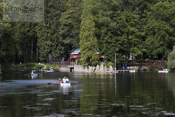 Schwanensee im Kurort Rajecké Teplice  Spaizierengehen und Ruderbootfahren möglich Slowakei