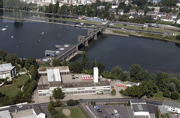 Feuerwache  Moselschleuse und des Moselkraftwerkes Koblenz  Rheinland-Pfalz  Deutschland