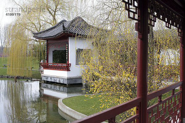 Pavillon des ruhigen Mondscheins im Chinesischen Garten  Gärten der Welt  Berlin Marzahn  Deutschland  Europa