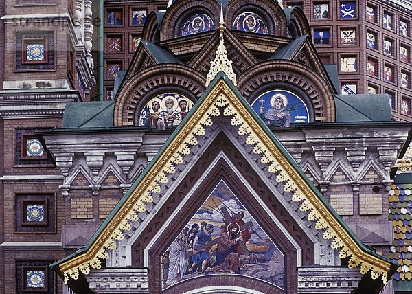 Christi Auferstehungskirche  Erlöserkirche auf dem Blute  Detail der Fassade  St. Petersburg  Russland  Osteuropa  Europa
