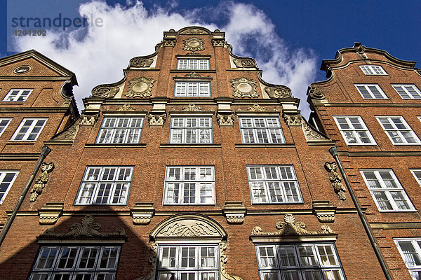 Historische Häuser aus rotem Backstein in der Peterstraße  Stadtteil Neustadt  Hamburg  Deutschland