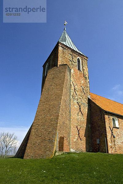 St. Stephanus Kirche in Westerhever  Halbinsel Eiderstedt  Nordfriesland  Nordseeküste  Schleswig-Holstein  Deutschland  Europa