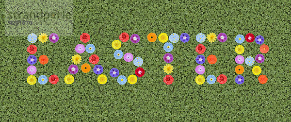 Word Easter written with flowers