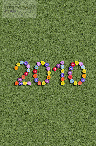 Year 2010 written with flowers