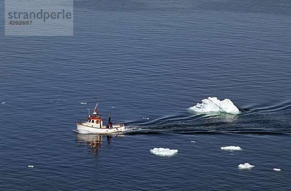 Fischerboot in der Disko-Bucht  Ilulissat  Grönland  Dänemark