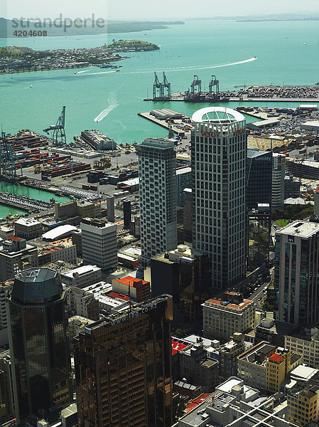 Blick vom Sky-Tower in Richtung Hafen  Auckland  Neuseeland