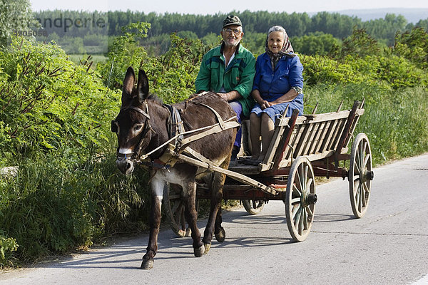 Bauern mit Eselsfuhrwerk  Bulgarien  Europa