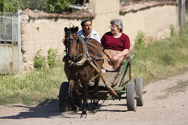 Bauern mit Pferdefuhrwerk  Bulgarien  Europa