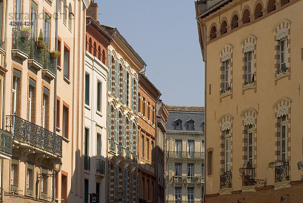 Altstadtfassaden  Altstadt  Toulouse  Midi-Pyrenees  Haut-Garonne  Frankreich