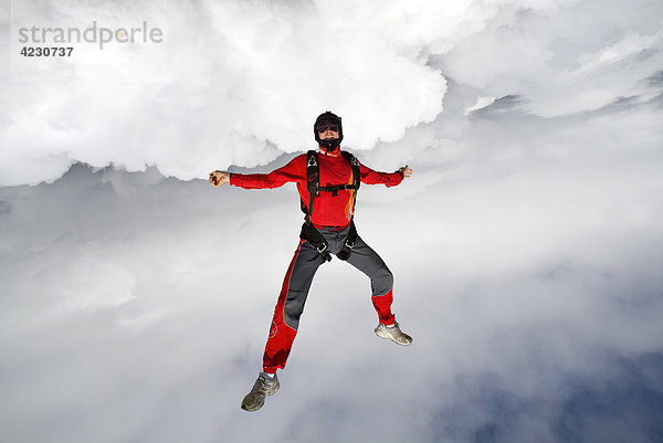 Male parachute jumper  Saanen  Canton Bern  Switzerland