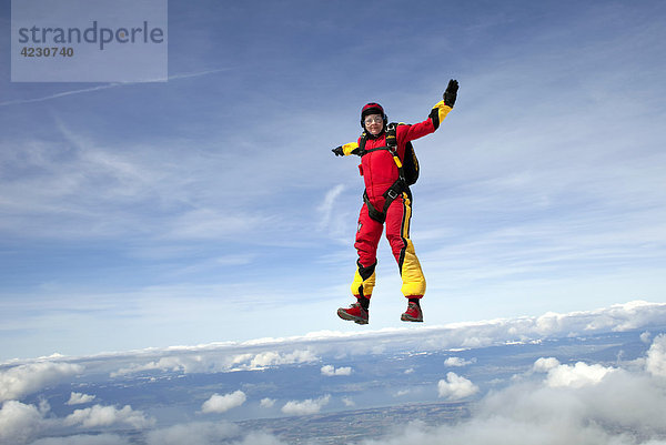 Female parachute jumper  Canton Fribourg  Switzerland