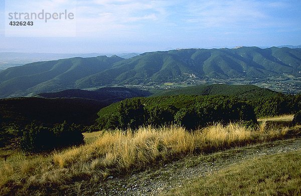 Landschaft mit Bergkette im Hintergrund