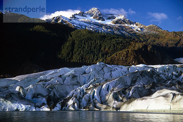 Closeup der Mendenhall-Gletscher in der Nähe von Juneau  AK  Küste CT Tongass National Forest südöstlich Sommer