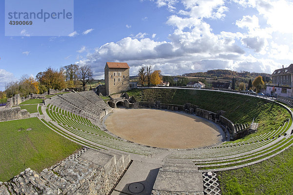 Avanches  VD  Amphitheater  Kanton Waadt  Vaud  Schweiz  römische Arena  Herbst  historisch  Arena Kanton Waadt