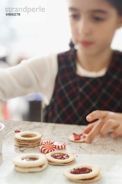 Produktion Keks Mädchen Marmelade