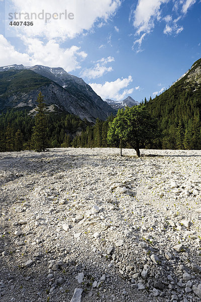 Österreich  Tirol  Blick auf die Landschaft mit dem Karwendelgebirge im Hintergrund