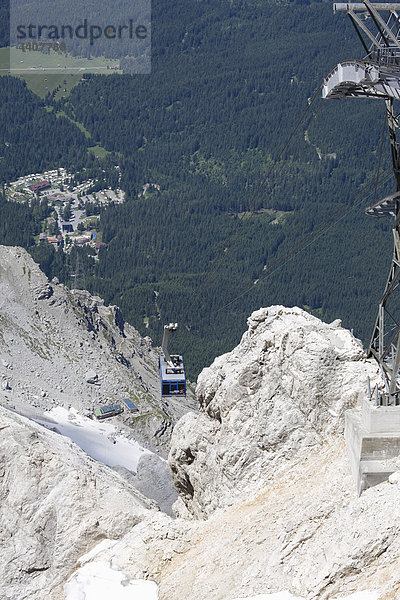 Österreich  Tirol  Ehrwald  Zugspitze  Seilbahn über die Berge