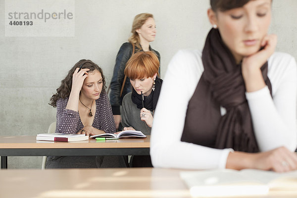 Deutschland  Leipzig  Studenten  die gemeinsam im Klassenzimmer studieren