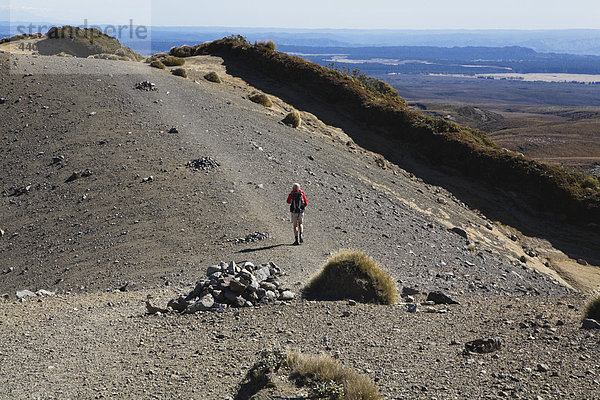 Neuseeland  Nordinsel  Frau beim Wandern Frau beim Wandern auf dem Upper Tama Lake Trail