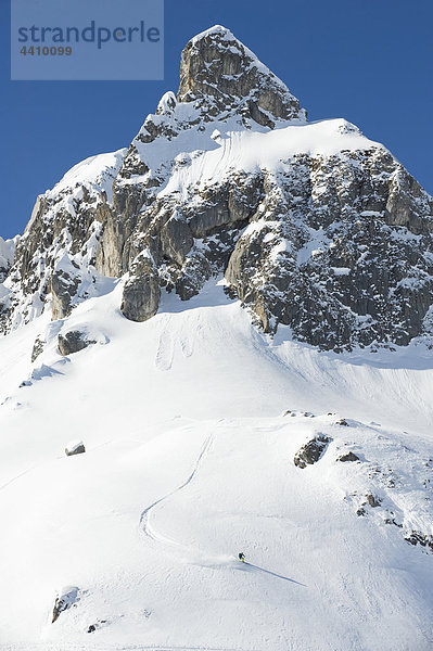 Austria  Man skiing on arlberg mountain