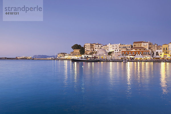 Greece  Crete  Chania  View of city at dusk