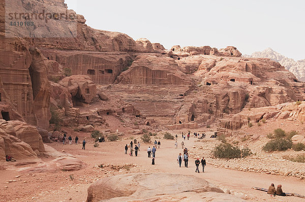 Jordan  Petra  View of tourists at temple