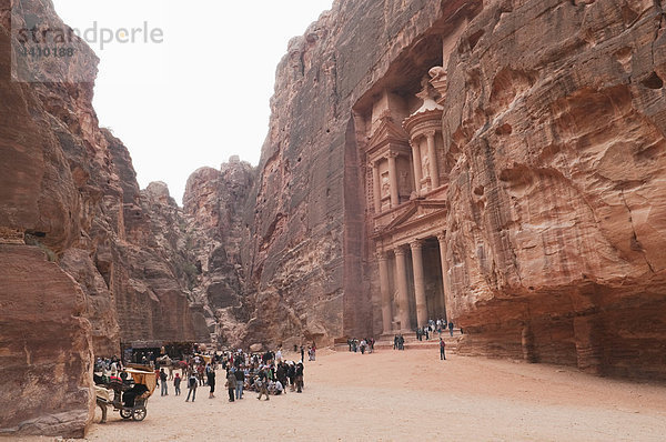 Jordan  Petra  View of tourists at temple