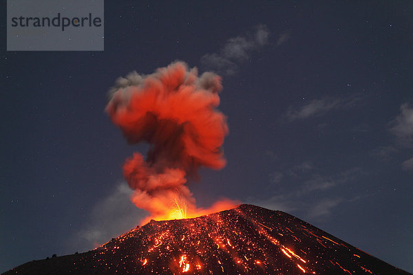 Indonesia  Sumatra  Krakatoa volcano erupting