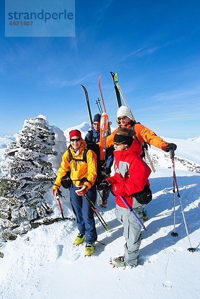 Team der Skifahrer auf Berg