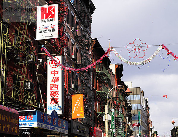 Chinatown mit Gebäuden und Banner