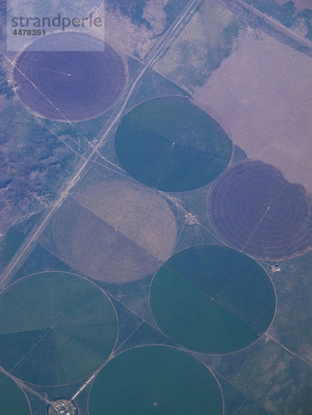 Luftaufnahme der bewässerten Felder