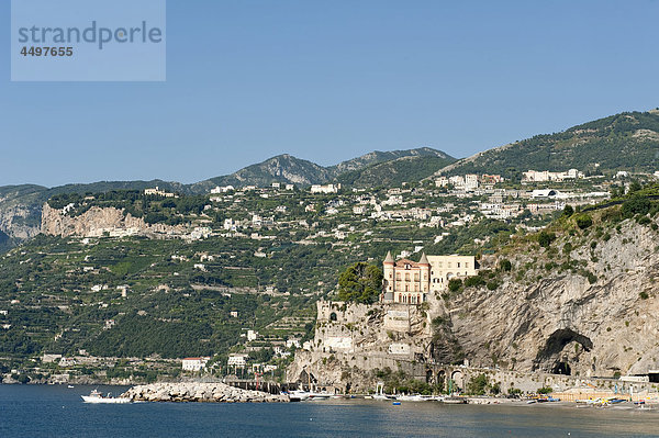 Italien  Küste  Amalfi  Rock  Klippe  Meer  Dorf