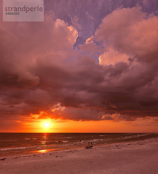 Wolken  Sand  Strand  Sonnenuntergang  colorful  Himmel  Fort De Soto  State Park  St. Petersburg  Florida  USA  USA  Amerika  Natur