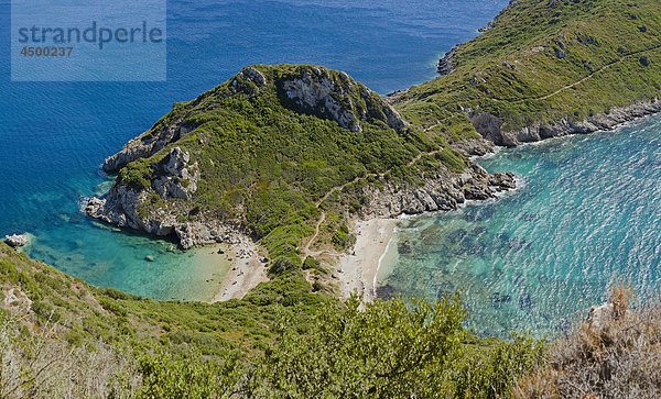 Cape Arilla  Porto Timoni  Afionas  Corfu  Europa  Griechenland  Stadt  Dorf  Wasser  Sommer  Berge  Meer  Strand