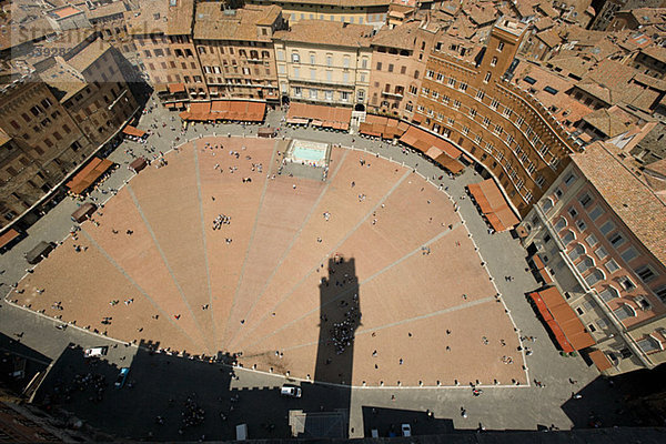 Luftaufnahme der Piazza del Campo  Siena  Italien