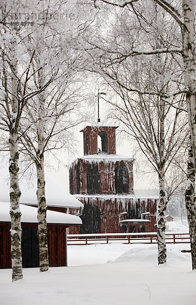 Falun Kupfermine bei Schneefall