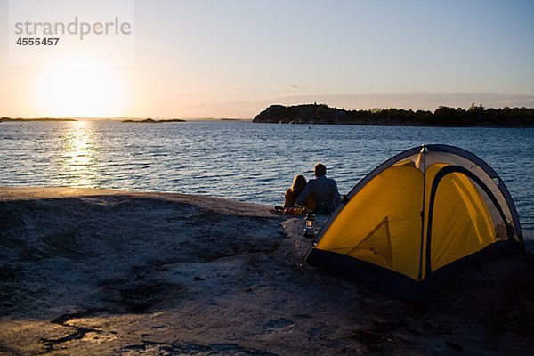 Sonnenuntergang Meer camping