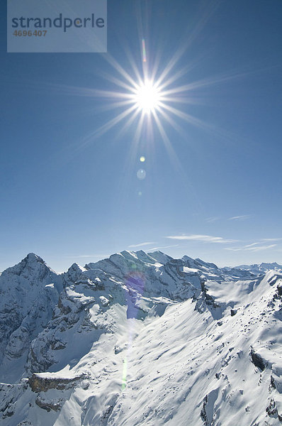 View from Piz Gloria  Mt. Schilthorn  Muerren  Canton Bern  Switzerland  Europe