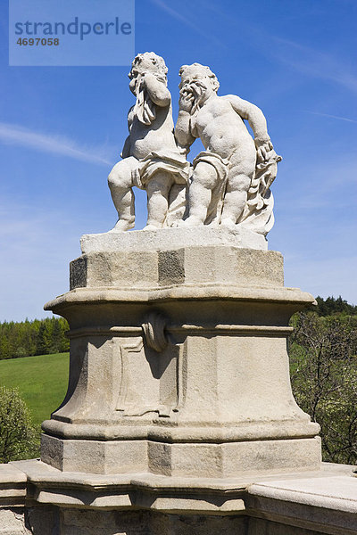 Skulptur Reue und Buße  Barockfriedhof  Nationaldenkmal  Strilky  Kromeriz Bezirk  Region ZlÌn  Mähren  Tschechische Republik  Europa