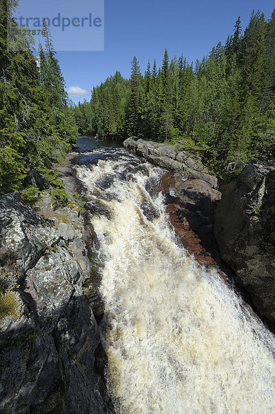 Am Helvetesfallet stürzt der Fluss ƒmÂn zwischen senkrechten Felswänden ca. 30 m in die Tiefe  Örebro län  Schweden  Skandinavien  Europa