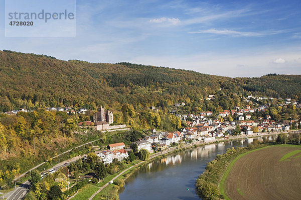 Ausblick auf das Vierburgeneck bei Neckarsteinach  Baden-Württemberg  Deutschland  Europa