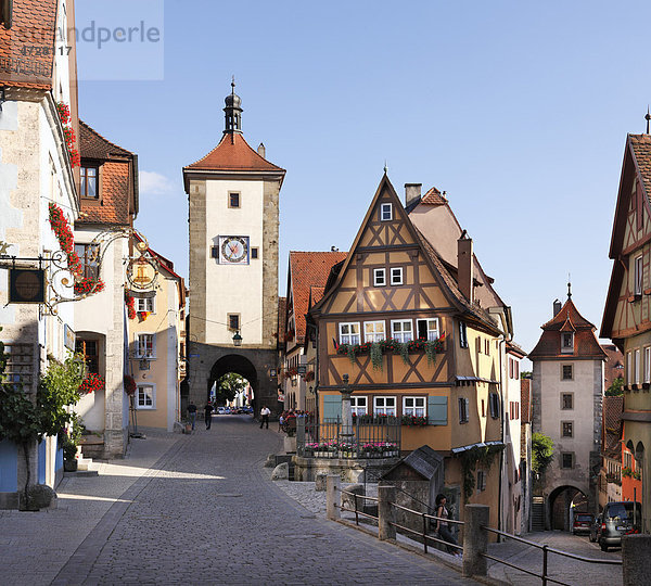 Plönlein mit Siebersturm  Rothenburg ob der Tauber  Romantische Straße  Mittelfranken  Franken  Bayern  Deutschland  Europa