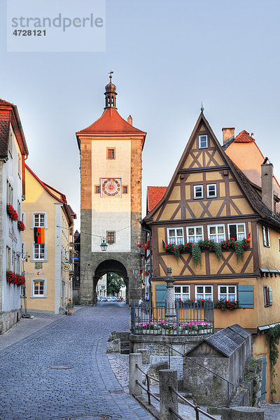 Plönlein mit Siebersturm  Rothenburg ob der Tauber  Romantische Straße  Mittelfranken  Franken  Bayern  Deutschland  Europa