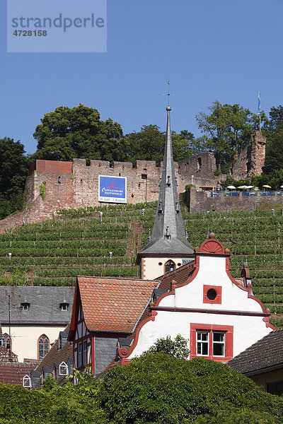 Klingenberg mit Burgruine Clingenburg  Mainfranken  Unterfranken  Franken  Bayern  Deutschland  Europa