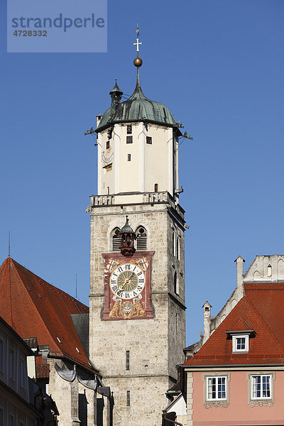 Kirchturm von St. Martin  Memmingen  Unterallgäu  Allgäu  Schwaben  Bayern  Deutschland  Europa