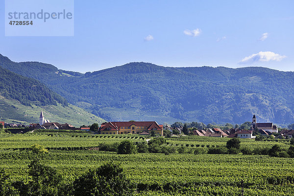 Blick von Sankt Michael über Wösendorf und Weißenkirchen  Wachau  Waldviertel  Niederösterreich  Österreich  Europa