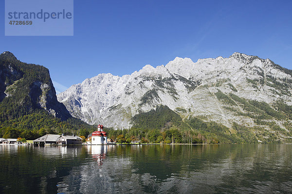 Wallfahrtskirche St. Bartholomä  Königssee  Watzmann  Nationalpark Berchtesgaden  Berchtesgadener Land  Oberbayern  Bayern  Deutschland  Europa