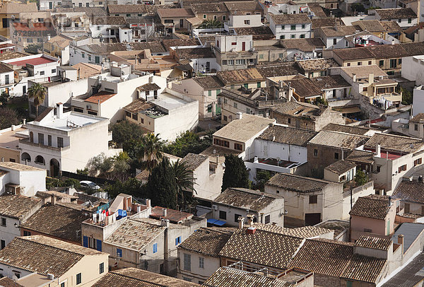 Blick von der Festung auf die Altstadt  Capdepera  Mallorca  Balearen  Spanien  Europa