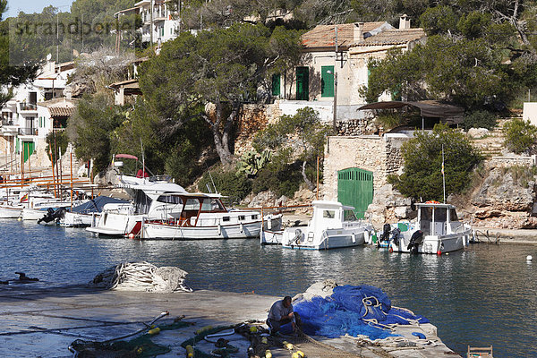 Port in Cala Figuera  Santanyi  Majorca  Balearic Islands  Spain  Europe