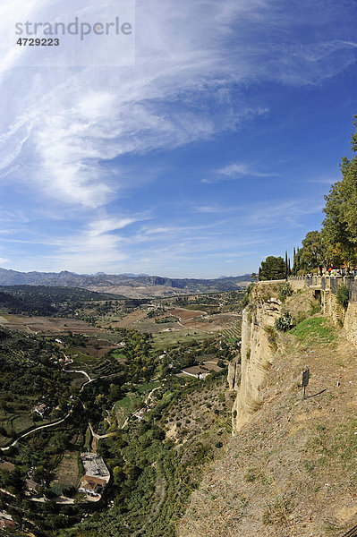 Ausblick auf das Umland  Ronda  Andalusien  Spanien  Europa